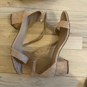 Aldo Beige Suede Block Heel Sandals